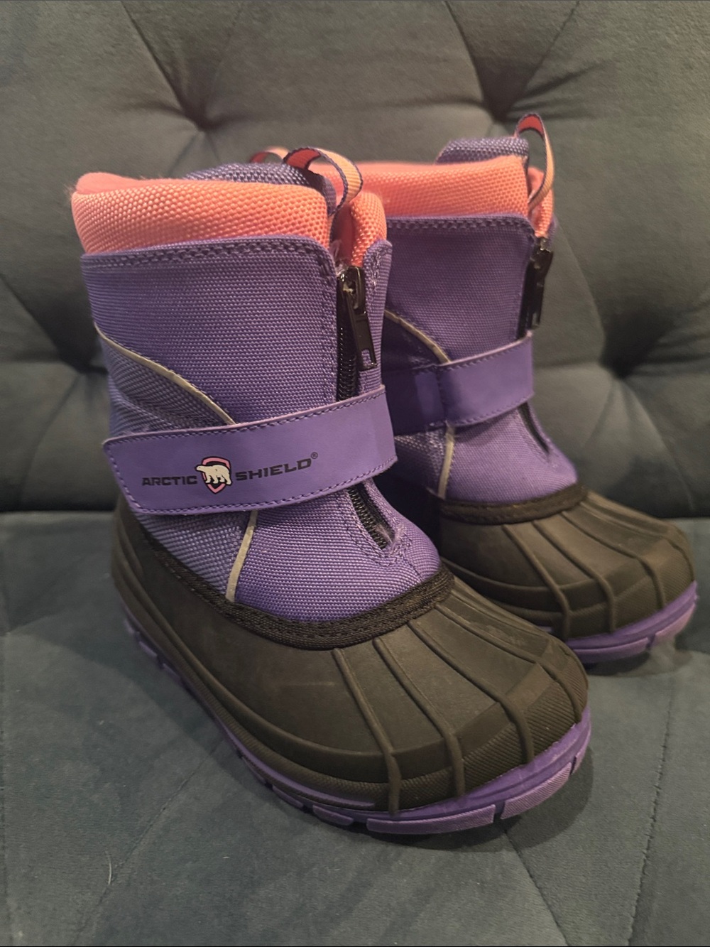 Kids' Purple Winter Boots with Pink Collar